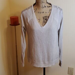 Lucky Brand silver V neck sweater size Small